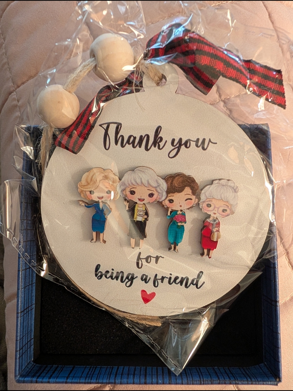 Thank You For Being A Friend Hanging Sign - White